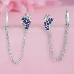 Zavya Cascading Brilliance Rhodium Plated 925 Sterling Silver Earrings-image-99