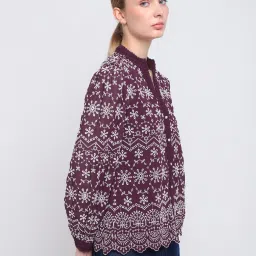 Cover Story Wine Georgette Embroidered Regular Fit Top image 3