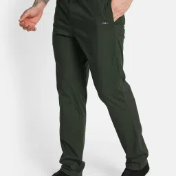 Octave Army Green Cotton Regular Fit Trackpants image 3