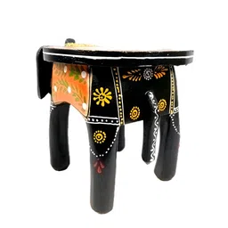 apka mart Black & Orange Coloured Printed Wooden Stool image 5
