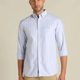 Dockers Blue Cotton Straight Fit Striped Shirt-picture-10