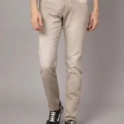 Cantabil Beige Regular Fit Lightly Washed Jeans-image-64