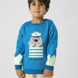 Nauti Nati Boys Blue Color Block Regular Fit Sweatshirt-picture-23