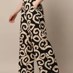Only Beige & Black Printed High rise Pants image 3