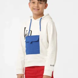 Kate & Oscar Unisex Off White & Blue Cotton Solid Full Sleeves Hoodies image 3