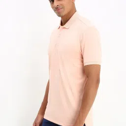 Allen Solly Peach Regular fit Solid Casual Polo T-Shirt image 3