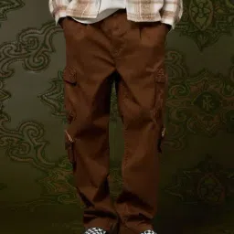 American Eagle Brown Cotton Relaxed Fit Trackpants-image-54