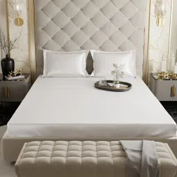 Stoa Paris White 300 TC Polyester Double Fitted Sheet with 2 Pillow Covers image 3