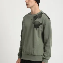 The Bear House Green Cotton Regular Fit Printed Sweatshirt image 3