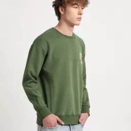 The Bear House Green Cotton Regular Fit Printed Sweatshirt image 3
