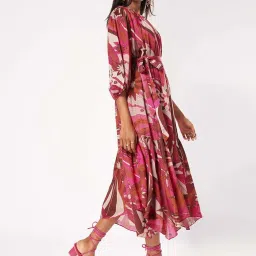 Marigold Lane Pink Printed A-Line Dress image 3