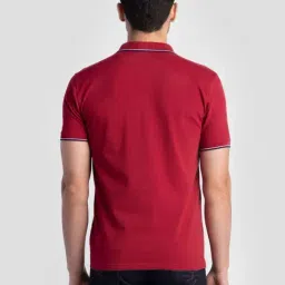Reid & Taylor Maroon Cotton Regular Fit Polo T-Shirt image 2
