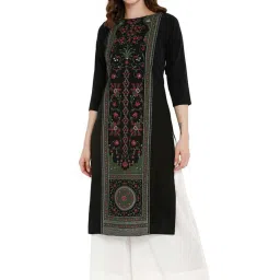 Ahalyaa Black Printed Straight Kurta image 3