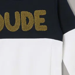 Juniors by Lifestyle Boys White & Black Cotton Embroidery Sweatshirt image 3