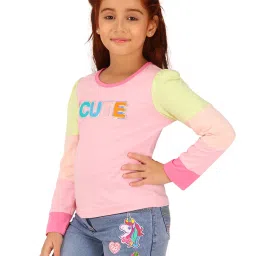 Cutecumber Girls Pink Embellished T-Shirts image 3