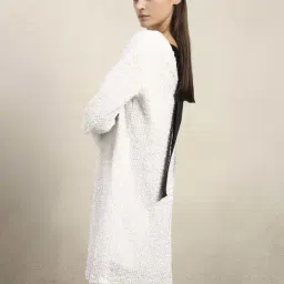 Vero Moda White Regular Fit Self Pattern Dress image 3