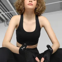 Puma Black Logo Print Sports Bra-image-66
