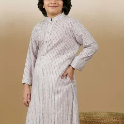 Sanwara Boys Beige Cotton Printed Full Sleeves Kurta image 3