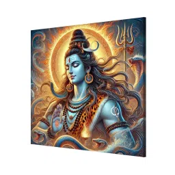 999Store Multicolor Canvas Wrapped Painting Of Lord Shiva In Meditation image 3
