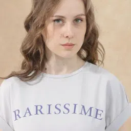 RAREISM Grey Cotton Blend Printed Short Sleeves T-Shirt image 5