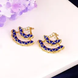 GIVA 925 Silver Golden Royal Blue Layered Stud Earrings for Women & Girls-picture-23
