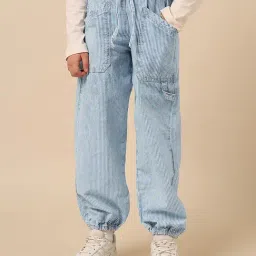 U.S. Polo Assn. Girls Blue Cotton Striped Jeans-picture-27