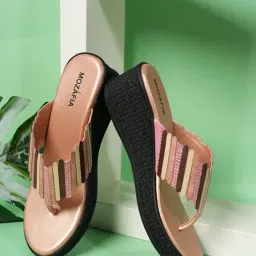 Mozafia Women's Pink Thong Wedges-picture-24