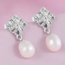 Zavya Pearl Rhodium Plated 925 Sterling Silver Earrings-picture-31