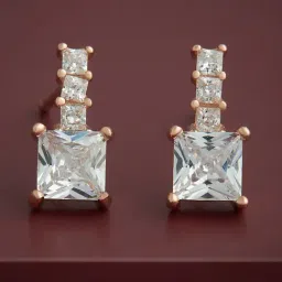 Kushal's Fashion Jewellery White Rose Gold Polished Silver Earring for Women-image-83