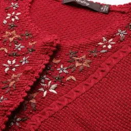 Apsley Red Regular Fit Embroidered Cardigan image 5