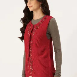Apsley Red Regular Fit Embroidered Cardigan image 3