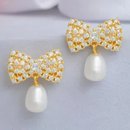 Zavya Pearl Gold Plated 925 Sterling Silver Earrings-picture-32