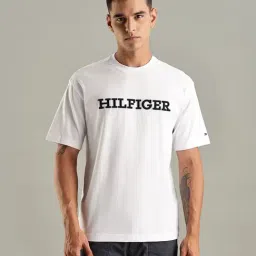 Tommy Hilfiger White Embroidered Logo Regular Fit Cotton T-Shirt-picture-39