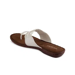 VALIOSAA Women White Solid T-strap Flats image 5