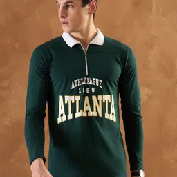 KAY DEE Typography Printed Polo Collar Cotton T-shirt-picture-24