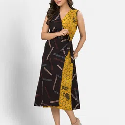 Crazy Needle Women Conversational Printed Wrap Dress image 4