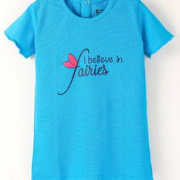 Bodycare Cotton Half Sleeves Top Text Print  - Blue-picture-13