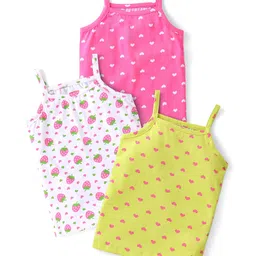 Babyhug 100% Cotton Knit Singlet Sleeves Slips With Heart Print Pack of 3- Multicolor-image-20