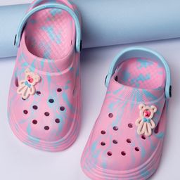 Toothless Teddy Bear Applique Detailed & Tie Dye Clogs - Pink & Sea Green-picture-13