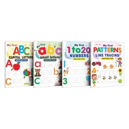 My First Capital Letters ABC, Small Letters abc, Numbers 1-20 and Line Tracing Patterns Pack of 4 - English-image-10