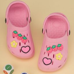 Yellow Bee Solid Clogs With Strawberry & Floral Charms - Pink-picture-27