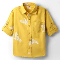 Rikidoos Full Sleeves Birds Printed Shirt - Mustard-picture-26