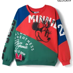 Pine Kids Disney Terry Knit Drop Shoulder Full Sleeves Cut & Sew Sweatshirt with Minnie & Friends Graphic - Multicolor-picture-11