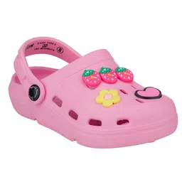 Yellow Bee Solid Clogs With Strawberry & Floral Charms - Pink image 3
