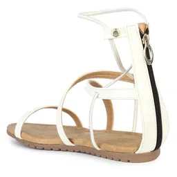 Shoetopia Colour Blocked Criss Cross Strap Sandals - White image 3