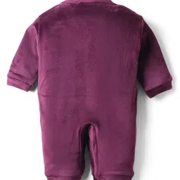 Mom's pet Velvet Knit Full Sleeves Solid Romper - Maroon image 3
