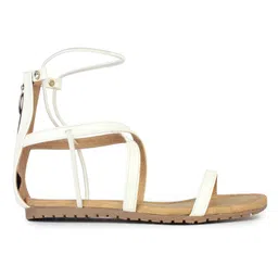 Shoetopia Colour Blocked Criss Cross Strap Sandals - White image 4