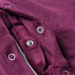 Mom's pet Velvet Knit Full Sleeves Solid Romper - Maroon image 4