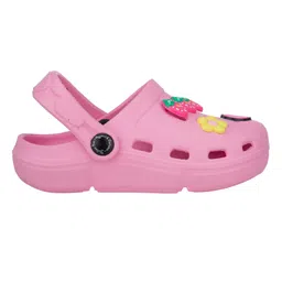 Yellow Bee Solid Clogs With Strawberry & Floral Charms - Pink image 5