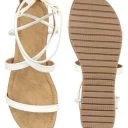 Shoetopia Colour Blocked Criss Cross Strap Sandals - White image 5